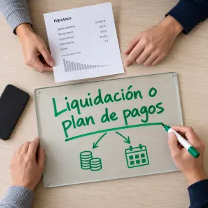 Pareja revisando su hipoteca para conservar la vivienda con la Ley de la Segunda Oportunidad