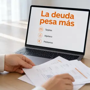 Documentación de un expediente de segunda oportunidad ordenada sobre la mesa de un despacho